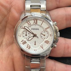 Fossil grant women’s watch chronograph silver tone