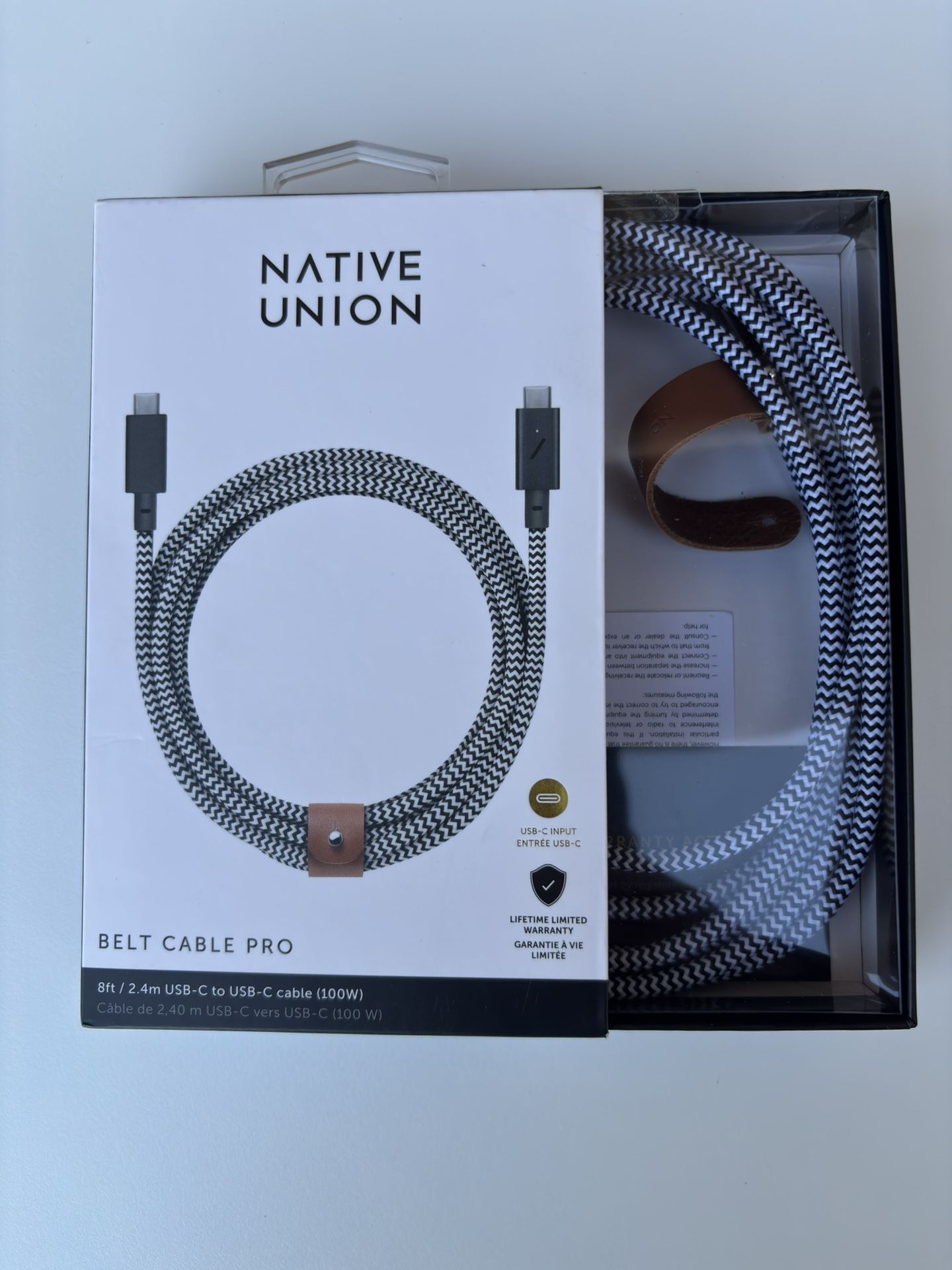 Native Union Belt Cable (BELTCC02) — New in Box — USB-C / Leather Strap — Sealed