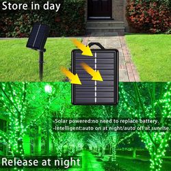 Green Solar Christmas Lights Outdoor, 2 Pack 144ft 400LED Fairy String Lights with 8 Modes IP44 Waterproof Twinkle Lights for Tree Garden Patio Weddin