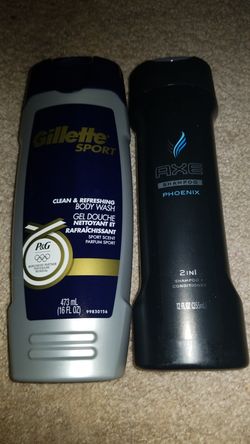 Gillette bodywash and Axe shampoo mens
