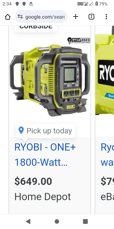 3000 W Inverter Ryobi 18v Generator New In box $400
