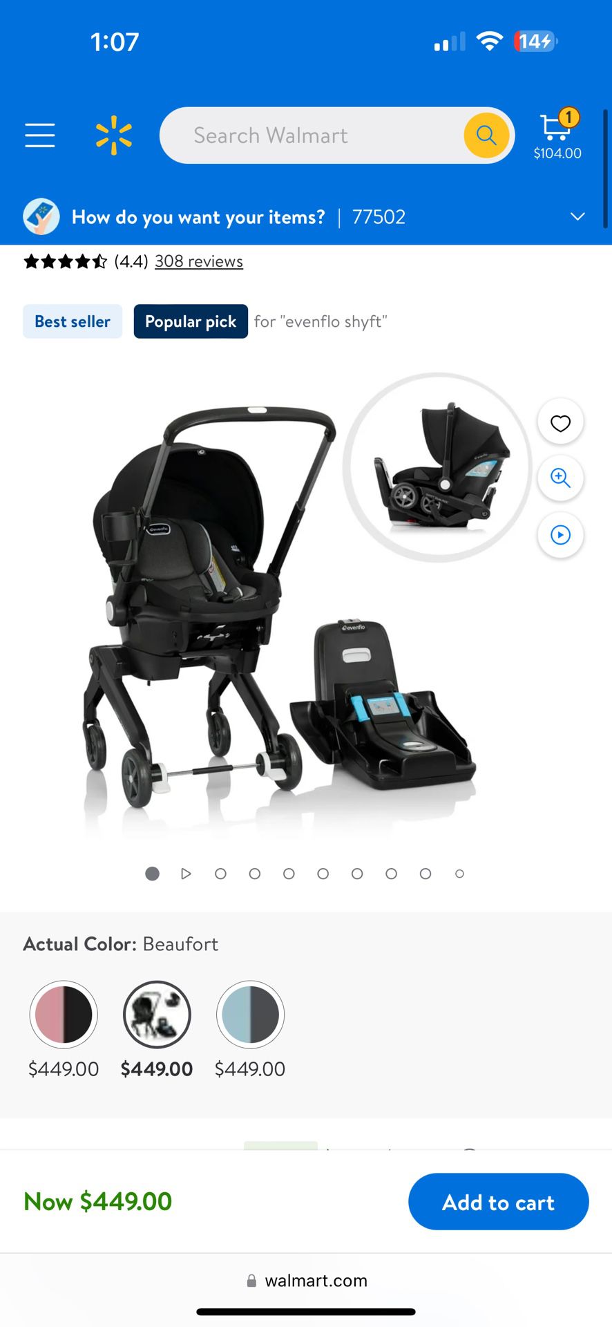 Evenflo Shyft DualRide Infant Car Seat