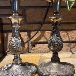 Silver plated vintage Ornate brand candle holders