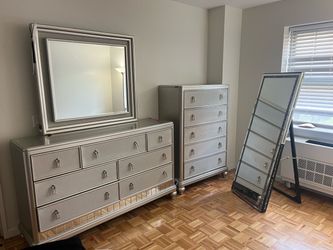 Vanity and dresser and mirror