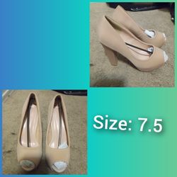 Beige Peep Toe Heels