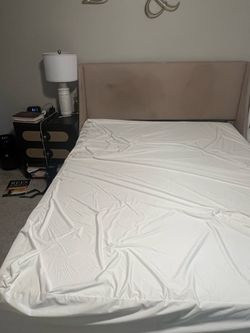 Upholstered Queen Bed Frame with Headboard and Mattress