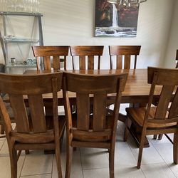 Solid Wood Dining Table With 8 Chairs