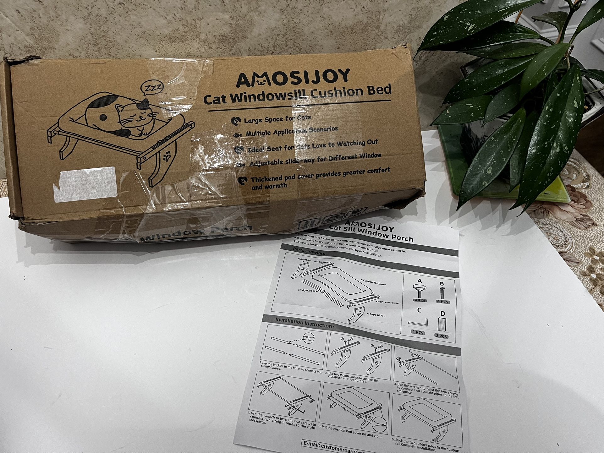 ✨ AMOSIJOY Cat Windowsill Cushion Bed ✨