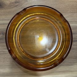 Vintage Large Amber Ashtray 