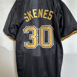 PAUL SKENES SIGNED PITTSBURGH PIRATES CUSTOM AUTOGRAPHED JERSEPH W/COA L - 775A