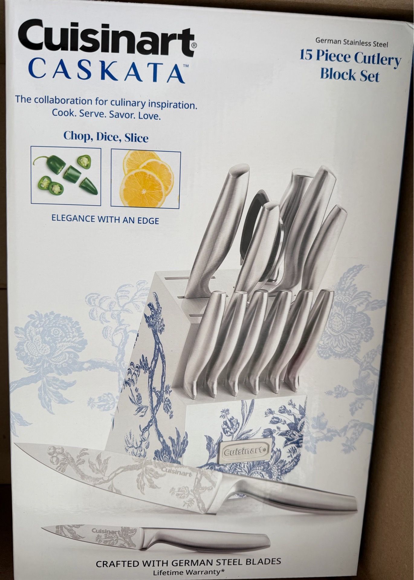 Cuisinart Caskata German Stainless Steel 15 Piece Knife Set NEW
