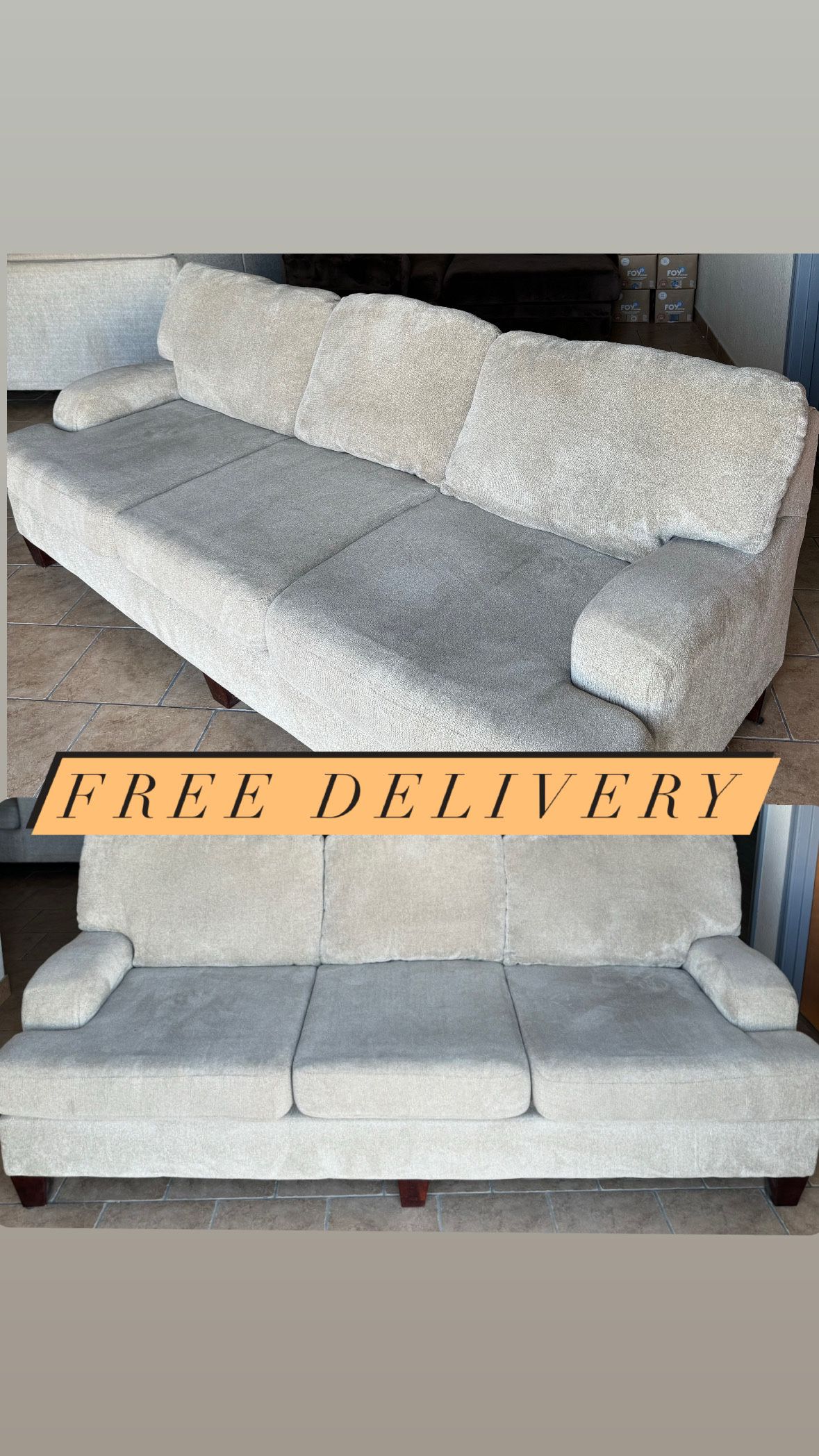 Grey Sofa Couch- BARELY USED **FREE DELIVERY**