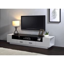 Modern White & Black Finish TV Media Console Stand