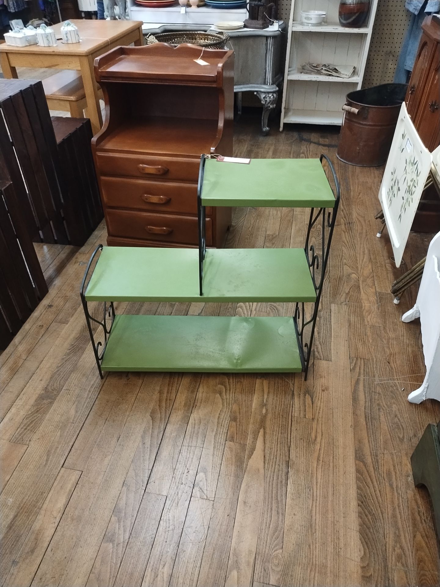 Vtg metal and iron shelf