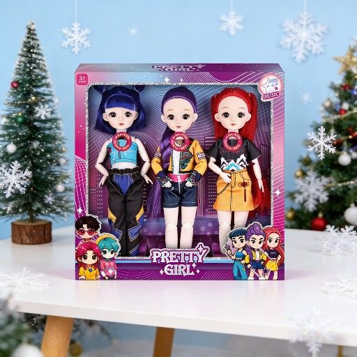 3 Pcs Set K-Pop Demon Hunter Doll With Music and Light 3D Eyes