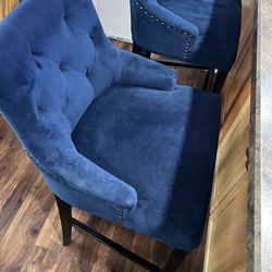 Blue Velvet High bar Chairs