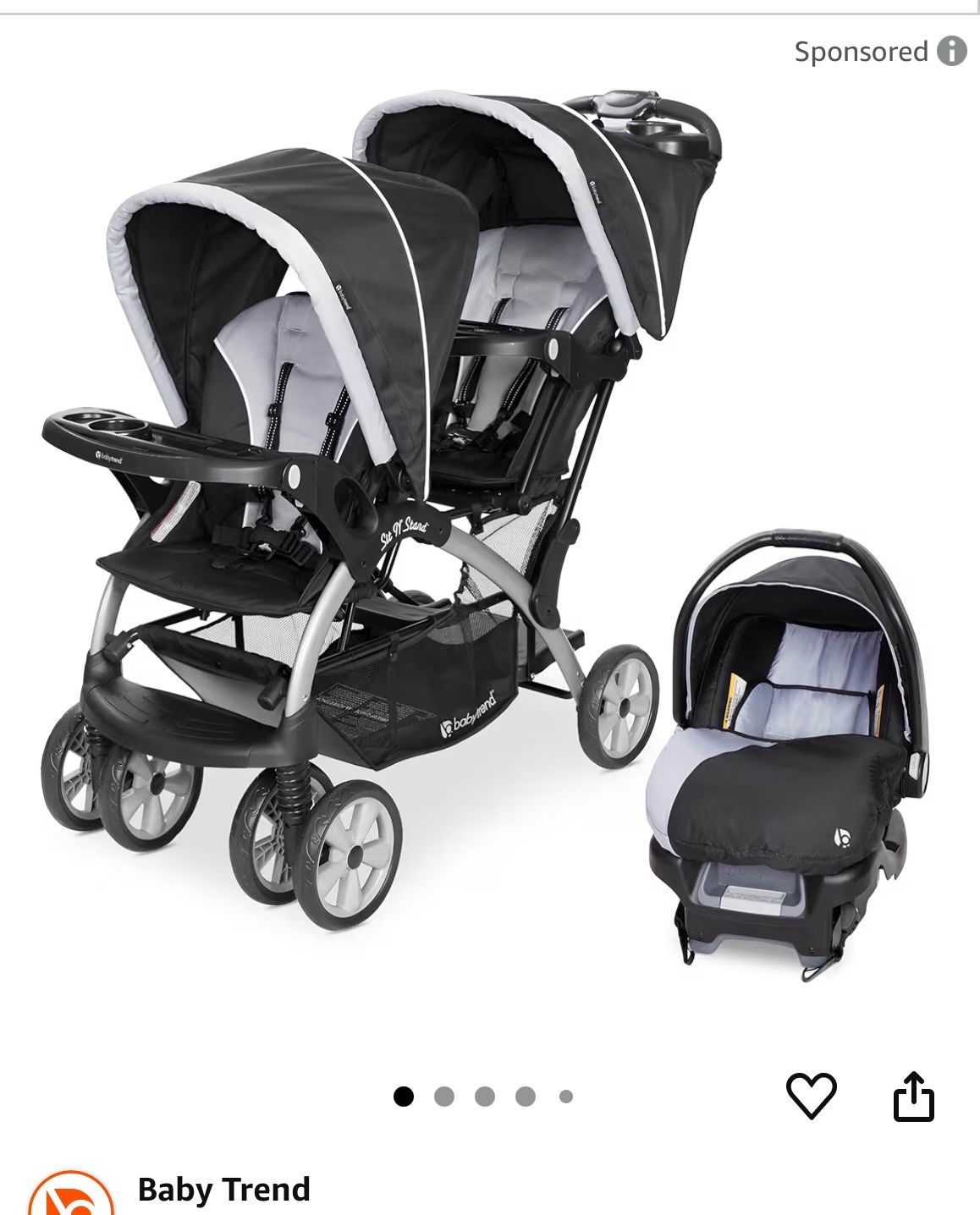 Baby Trend Infant and Toddler Double Stroller & Car Seat Combo, 2 Pc Set