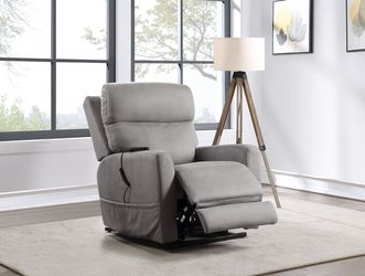 Nadia Gray Heated Power Lift Recliner Chair - 3 Heat Zones, Power Headrest