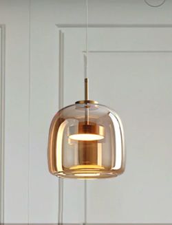 Modern Amber Glass LED Pendant Light - brand new