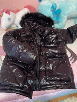 Black Puffer Coat With fur