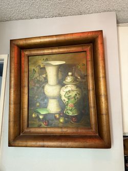 ✨ Large Original Still-Life Oil Painting w/ Premium Frame – Beautiful Home Decor