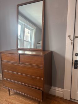 Mid-Century Modern Walnut Dresser with Mirror