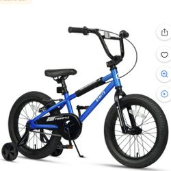 Glerc 16 Inch Little Kids Bike for Over 4 Years Old Boys Girls Youth BMX Style Bicycle with Training Wheels Coaster & Rear V Brake, Sky Blue