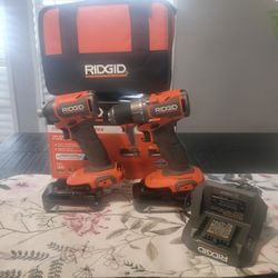 Ridgid 18 V Subcompact Brushless 2 Tools (2) 2.0 Ah Batteries & Charger