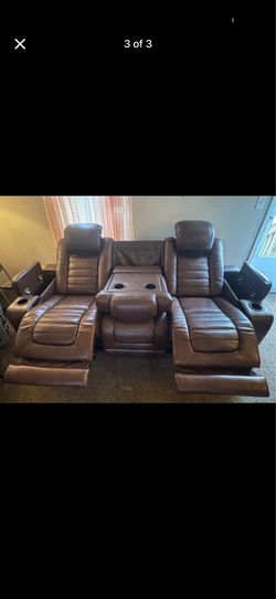 Brown Power Reclining Sofa