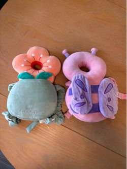 Plush Flower & Butterfly Baby Head Support Duo - Pink, Peach, Green, Purple