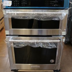 New In Box Kitchen Aid Stainless Steel 30” Microwave Oven Combo Electric 