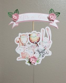 Woodland babyshower cake topper. Its a Girl