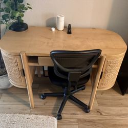 Desk and Chair- Threshold studio McGee Caned Natural 