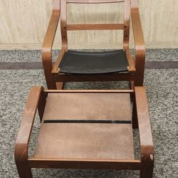 IKEA  Poang chair and ottoman frame,