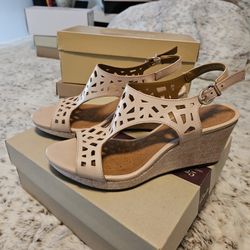Clarks Nude Wedges Size 8.5