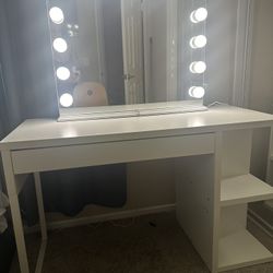 Vanity Mirror With Desk Drawer
