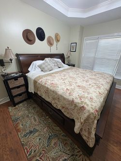 Dark Wood sleigh Storage Bed Frame with Drawers