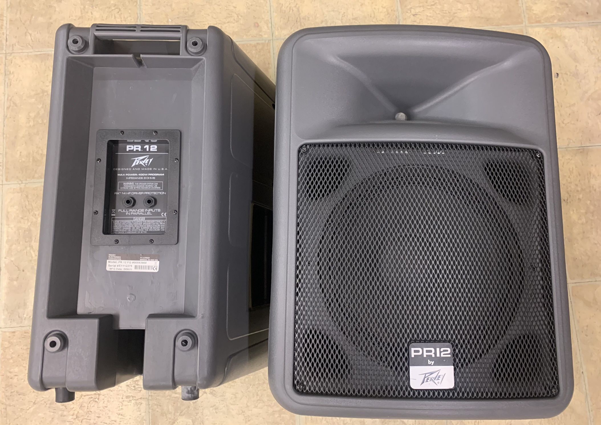 2 Peavey PR12 PA Speakers, Excellent Shape