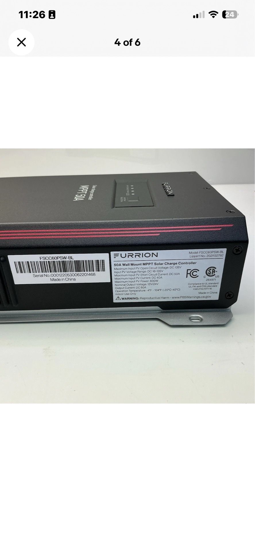 Furrion® #FSCC60PSW-BL 50A Wall Mount MPPT Solar Charge Controller #(contact info removed)792
