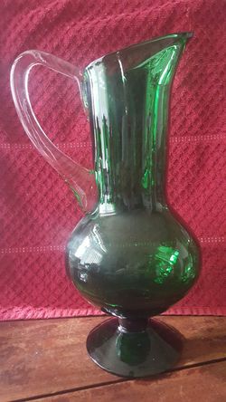 Hand Blown Green Vase/Pitcher