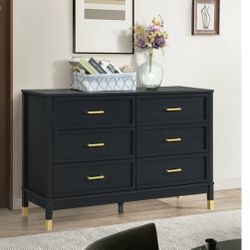 Walter 6 Drawer Dresser for Bedroom, 47.3? W Modern Wide Chest of Drawers, Wood Storage Organizer for Clothes, Entryway, Hallway, Nursery or Living Ro