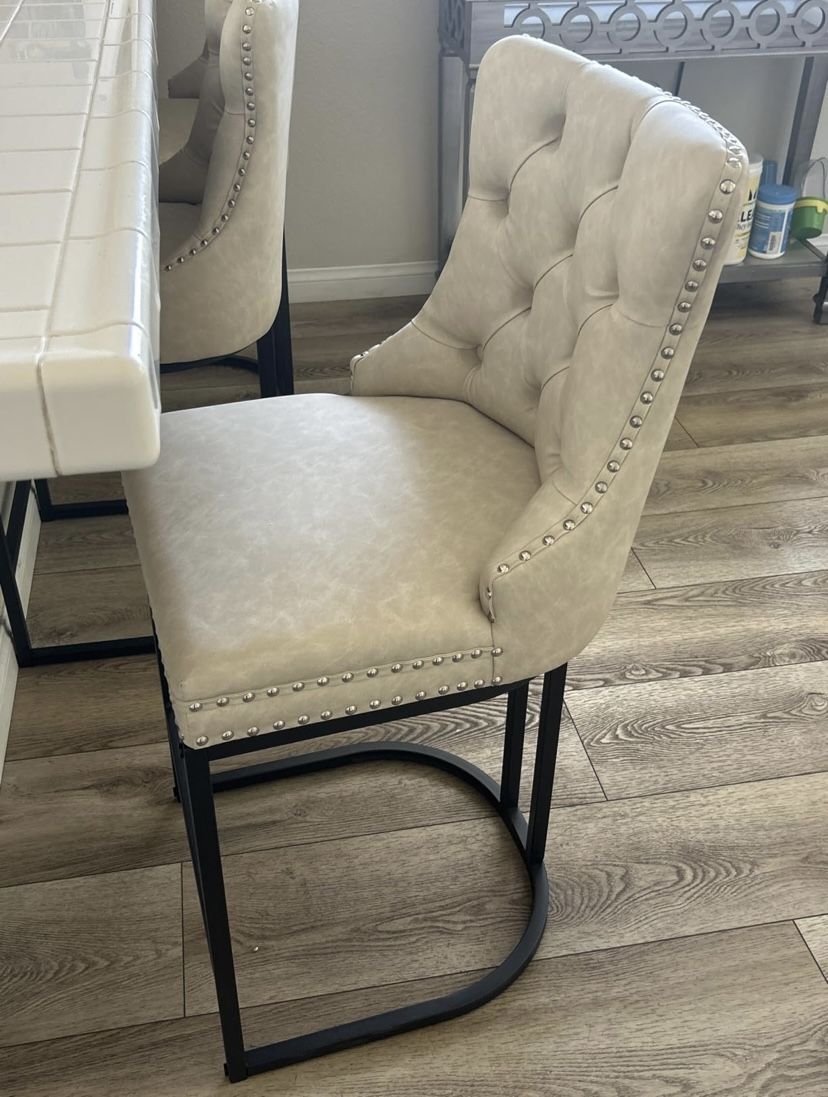 Modern Bar Stools with Backs- Beige