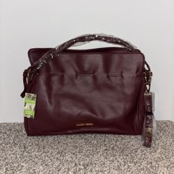 Brand New With Tags Badgley Mischka Wine Colored Vegan Leather Dumpling Purse