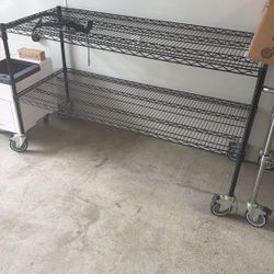 Black Or Silver Two-Tier Rolling Cart
