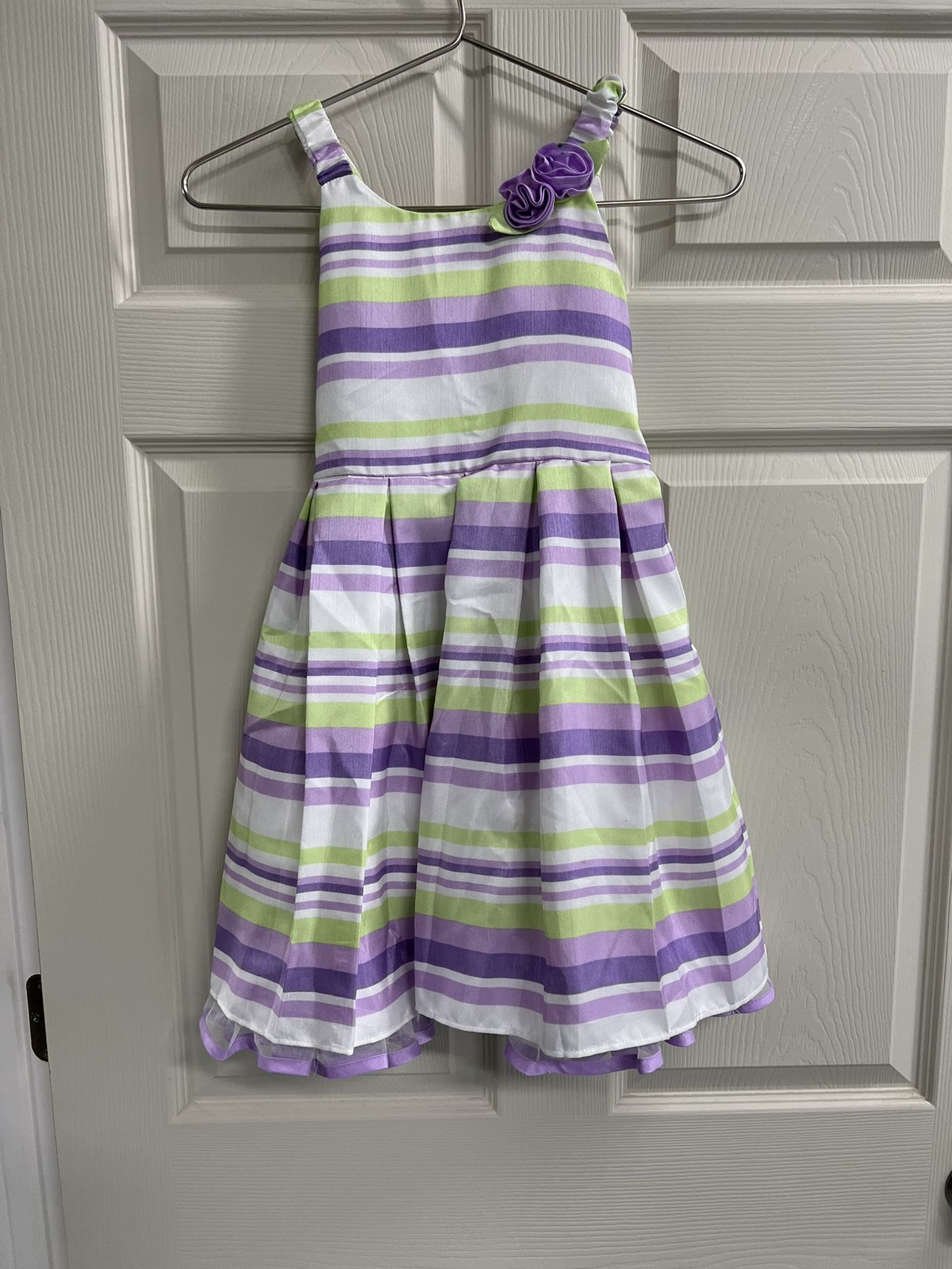 The Children’s Place 89 White Purple & Green Striped Girl’s Dress -  6X/7 - VGUC