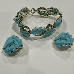 Linser Blue 1950’s Earrings And Necklace Set