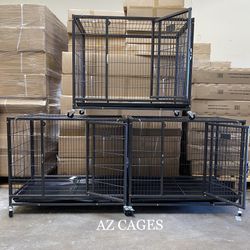 3-SET Brandnew HD Dog Kennel Crate Cage W/ Tray & Casters 🐶🐶 Dimensions: 37”L X 23”W X 30”H ✅ 🥳 🎁