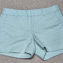 Banana Republic Shorts Womens Size 0 Mint Green Textured Tone on Tone Dressy

A small stain on the front side of the shorts
