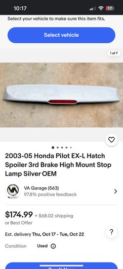 2003 -05 Hatch Spoiler 3rd Brake Light