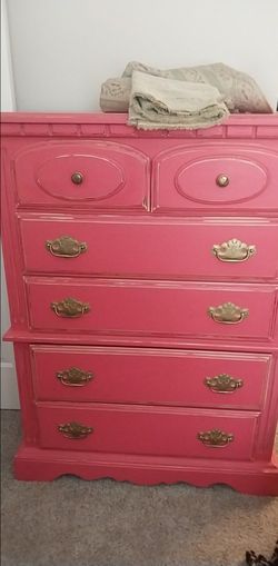 Hot Pink Farmhouse Painted Dresser
